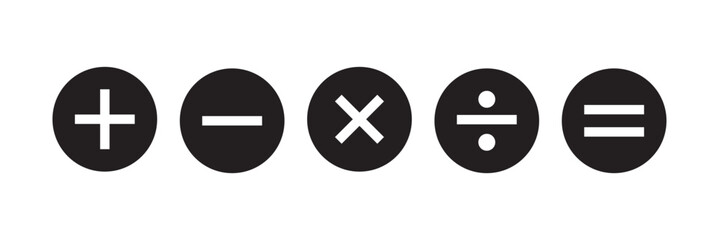 Calculator vector key isolated on white background. Addition, subtraction. Mathematical symbols icon. Calculator. Vector pictogram. Math symbols icon set. mathematical calculator education vector