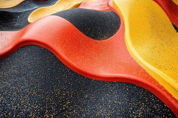 Obraz premium Summary of synthetic rubber playground surface in red orange yellow and black