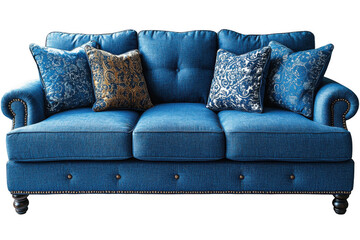 Blue bridgewater sofa isolated on transparent background, png file, no background png file