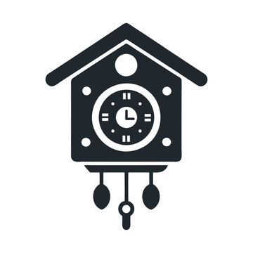 recommend clip art: Cuckoo clock with home black silhouette style vector icon design