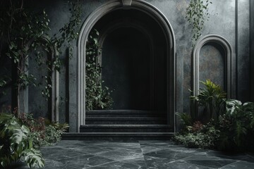 Enchanting Archways in a Lush, Mysterious Botanical Garden