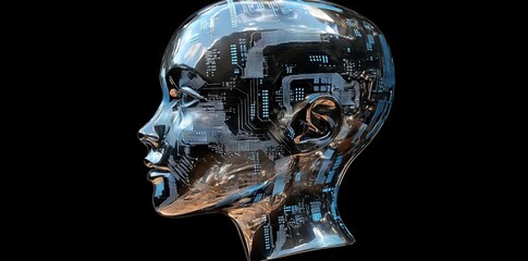 A portrait of a female robot, an android face, a stock concept, a stock image