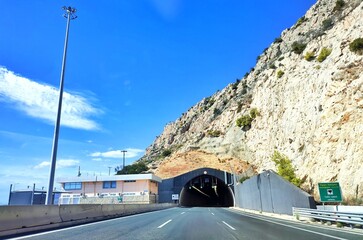 Photo of the Aithra Tunnel, opened to traffic in 2004, it is a single-tube tunnel on the...