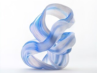 Elegant Serpentine Shapes in Blue: A Stunning 3D Visual for Sports Interiors and Modern Decor, Perfect as a Poster Against a Crisp White Backdrop