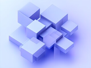Elegant Digital Block Composition in Light Blue and Violet: Perfect for Sports Interior Posters, Adding a Unique Textured Aesthetic Against a Calm Backdrop.
