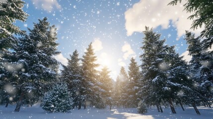 Fototapeta premium Snowy Forest Landscape