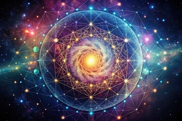 Obraz premium A minimalist galaxy, sketched in white against a canvas of stars, evoking tranquility and celestial vastness.