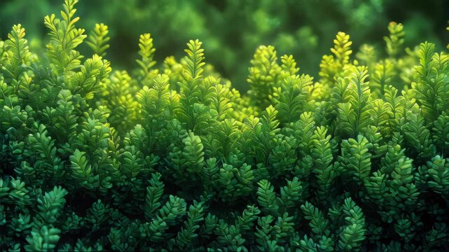 Fresh green juniper branches captured up close, showcasing lush foliage with sunlight filtering through. Perfect for natural, botanical, and green living themes