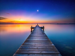 Fototapeta premium A solitary pier stands against the dying sun.