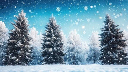 Snowfall in a Winter Forest