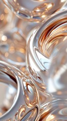 Abstract metallic rings and reflections with warm tones