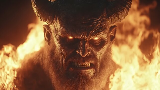 Fierce Demon Surrounded by Fiery Flames