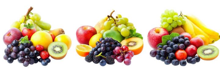 Set of An artistic composition of assorted berries, including raspberries, blackberries, and red currants on transparent background. Ai generated