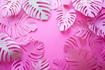 Modern Feminine Design with Paper Cut Monstera Leaves on Gentle Pink Background.Generative AI
優しいピンクの背景にペーパーカットモンステラリーフのモダンでフェミニンなデザイン