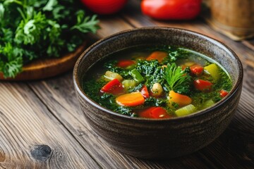 Vegetable soup made with nettles
