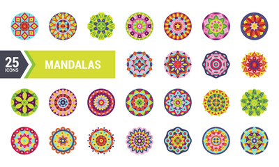 25 Colorful Mandala Icons for Your Creative Projects.