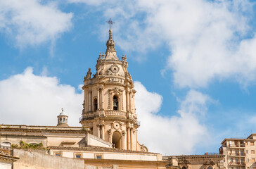 Fototapeta premium The dome of the Cathedral of San Giorgio, is the mother church of the city of Modica, province of Ragusa, Eastern Sicily