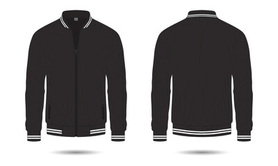 Black bomber jacket mockup front and back view