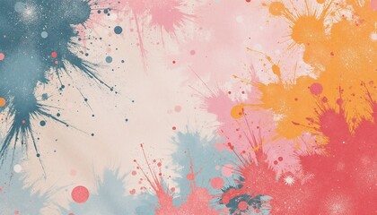 Obraz premium Colorful paint splatter abstract background with vibrant textures and copy space