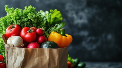 Healthy food essentials in eco-friendly paper bag for sustainable living