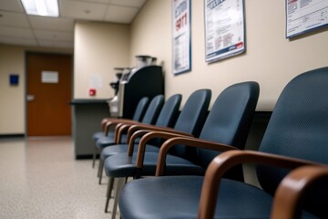 Modern Medical Waiting Room with Empty Chairs and Soft Lighting for Healthcare Settings