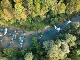 Drone shot of the bavarian river 