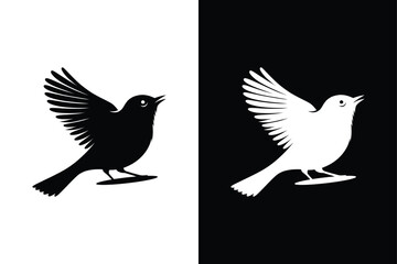 Birds black and white royalty free vector icon silhouettes. Dove Icon on Black and White Vector Background.	