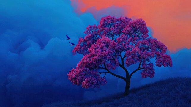   Tree in Field, oil on canvas, 24x36 inches