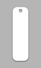 Blank White Bookmark Template with Rounded Corners and Hole for Custom Design on Gray Background. Illustration