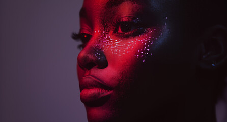  Close-Up of a Futuristic Face Scan with Digital Dots