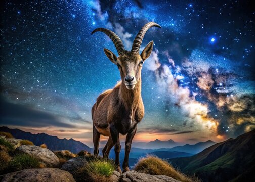 Majestic chivos bathed in moonlight, their beauty amplified under the night's enchantment.