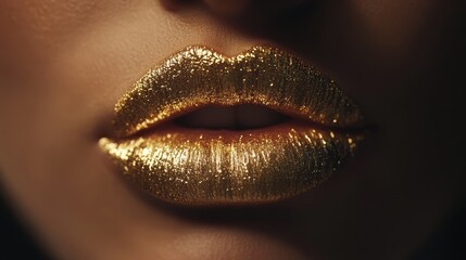 Gold lips. Premium fashion background