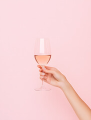 Hand Holding Up an Elegant Glass of Wine: Celebrating Moments of Sophistication and Enjoyment