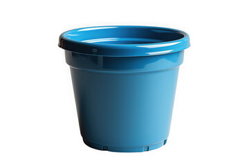 Blue plastic pot without plants isolated on transparent background, png file, no background png file
