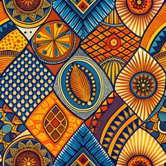 Colorful African tribal pattern with vibrant geometric shapes