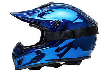 Blue Off-Road Helmet isolated on transparent background, png file, no background png file