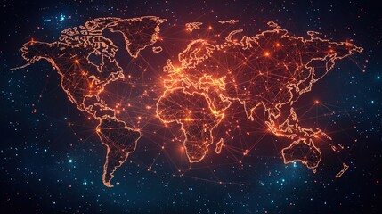 Virtual global world map with media link connecting technology