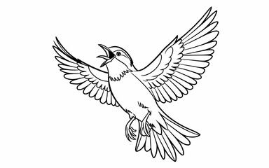 Fototapeta premium Birds coloring page illustration design and coloring book design black and white background illustration concept 
