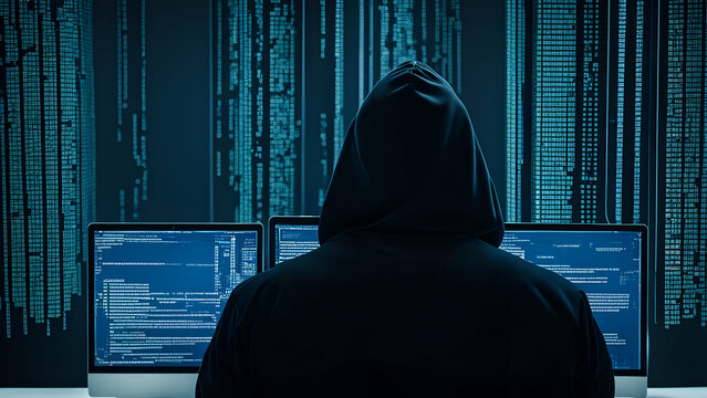 hacker with code