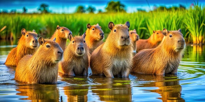 Witnessing capybaras in their serene, untamed environment is an awe-inspiring aerial odyssey.