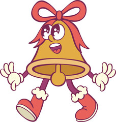 Bell retro groovy cartoon character mascot