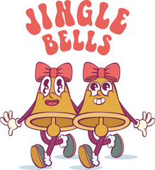 Bell retro groovy cartoon character mascot
