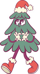 Groovy christmas tree mascot whimsical character