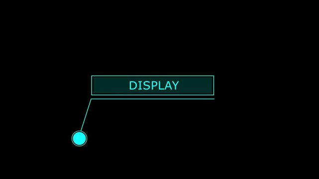 Animation of HUD elements with text technology. Animation of HUD elements with text Display.  a white callus for text. HUD elements on black background.