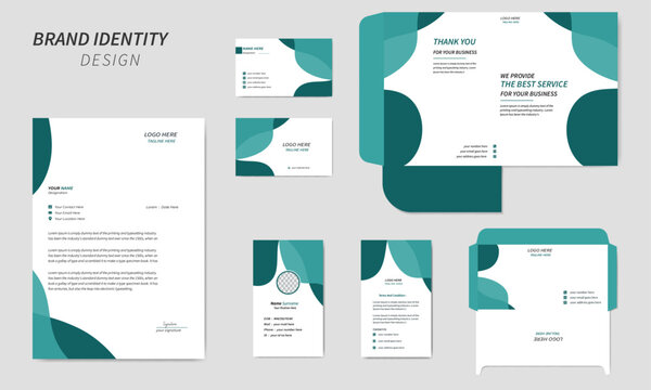 Modern stationary and brand identity design with green and white abstract best quality and attractive corporate & creative modern  stationary design template 