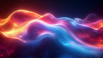 Obraz premium cosmic neon waves, a vibrant flow of colors across a dark starry background