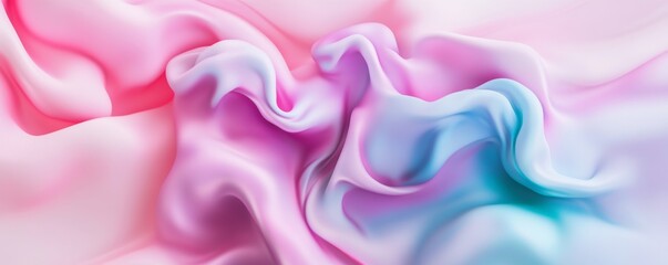 Obraz premium A stunning close-up of flowing fabric in soft pastel colors, creating a dreamy and elegant abstract background.
