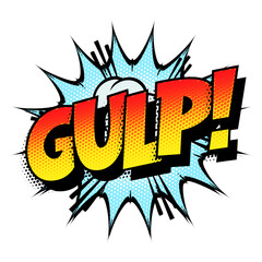 Sound effect bubble with onomatopoeia ‘Gulp!’ in retro halftone comic book style 