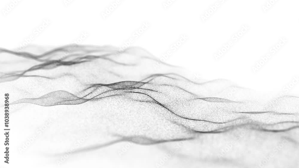 Poster digital dynamic wave of particles and lines. abstract white futuristic background. big data visualiz