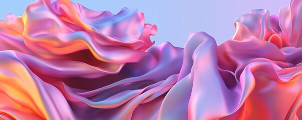 Obraz premium A vibrant abstract composition of flowing pastel fabric elegantly draped, showcasing stunning colors and smooth textures.